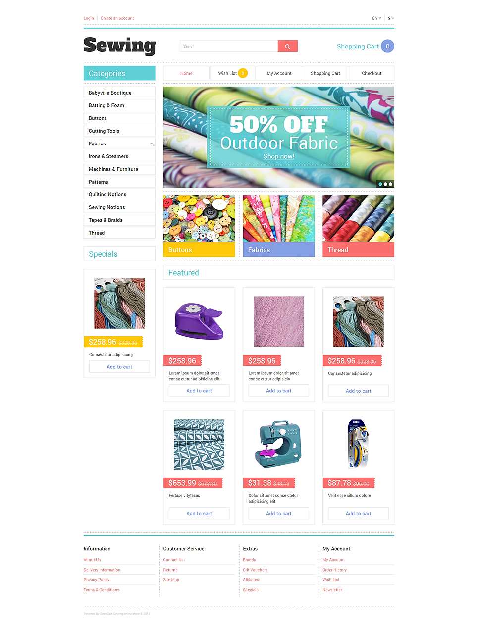 Sewing Tools OpenCart Template New Screenshots BIG