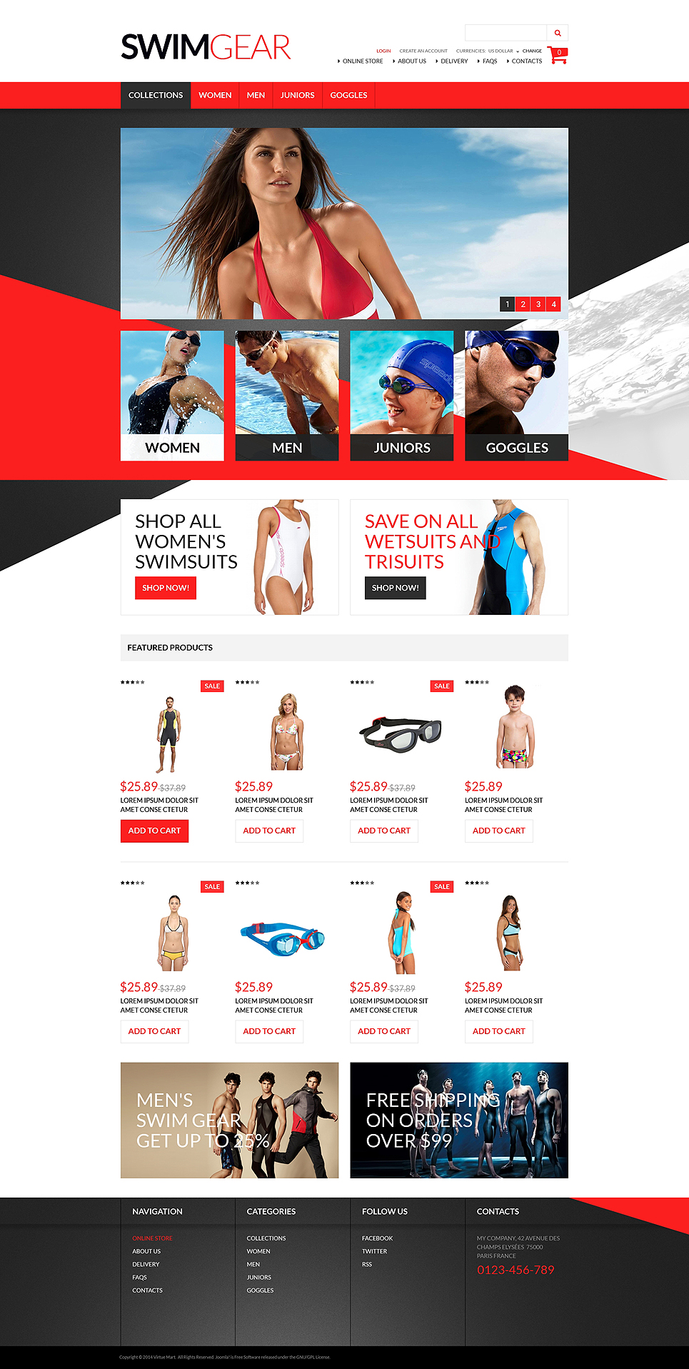 Swimwear Gear VirtueMart Template New Screenshots BIG