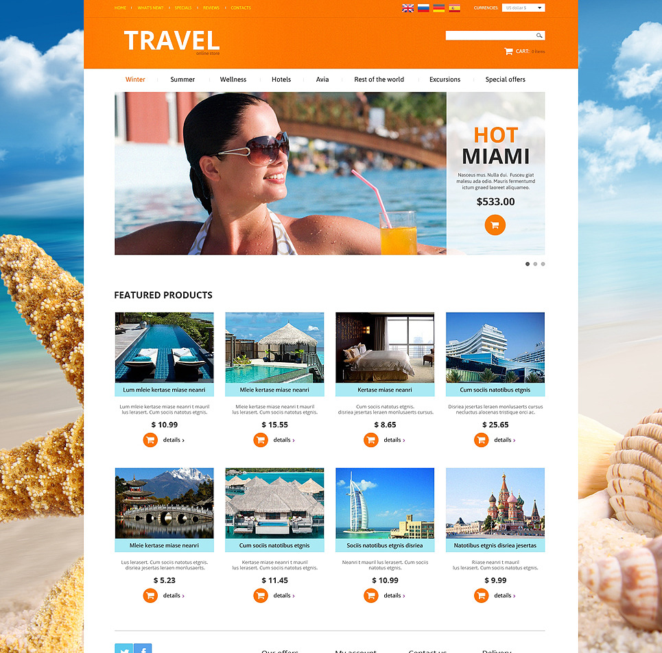 Travel Agency osCommerce Theme Big Screenshot Travel Agency OsCommerce Template New Screenshots BIG