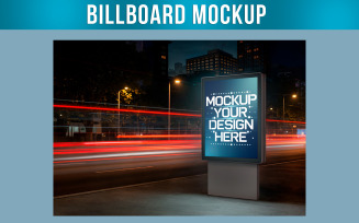 Billboard Display Mockup at Night Urban