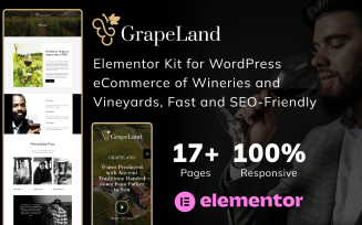 GrapeLand - Elementor Kit for WordPress eCommerce of Wineries and Vineyards, Fast and SEO-Friendly