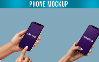 Hand Holding Phone with Finger Touching Screen