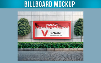 Horizontal Billboard Mockup on Concrete Wall