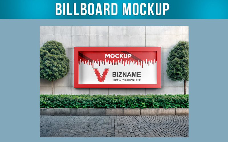 Horizontal Billboard Mockup on Concrete Wall Product Mockup
