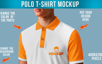 Man Close-up Polo T-Shirt Mockup