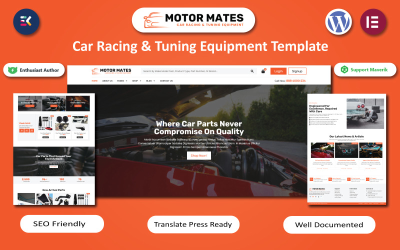 Motor Mates - Car Racing & Tuning Equipment WooCommerce Template WooCommerce Theme