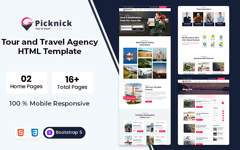 Picknick - Tour and Travel Agency HTML Template Website Template