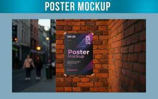 Poster Mockup Taped to Urban Brick Wall