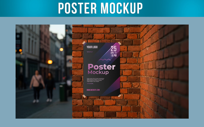 Poster Mockup Taped to Urban Brick Wall Product Mockup