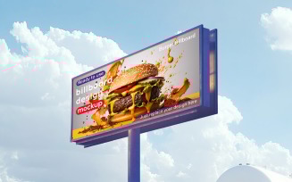 Billboard Design Mockup Burger Billboard Mockup Billboard Mockup With Sky View