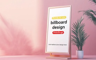 Billboard Design Mockup with Pink Background Vertical Billboard Mockup