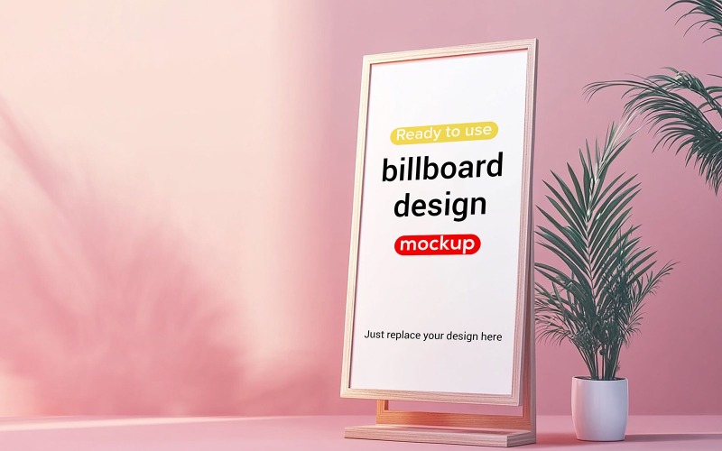 Billboard Design Mockup with Pink Background Vertical Billboard Mockup Product Mockup