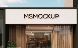 Building Logo Mockup New Facade Sign Mockup on Building Front View