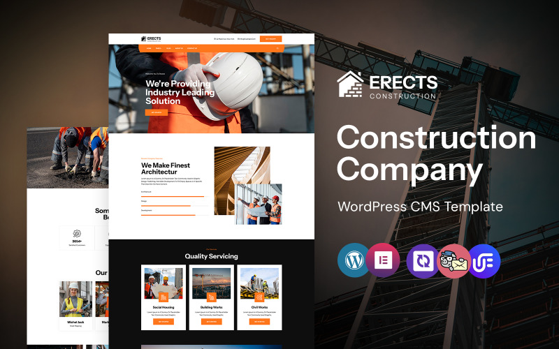 Erects - Construction And Architecture Company WordPress Elementor Theme WordPress Theme