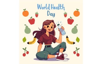 Healthy Lifestyle Illustration Featuring Balanced Foods