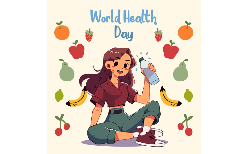 Healthy Lifestyle Illustration Featuring Balanced Foods