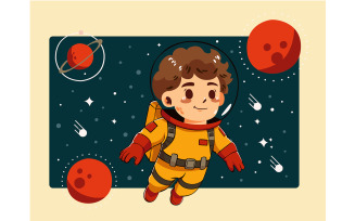 Illustration of an Astronaut Floating in Space