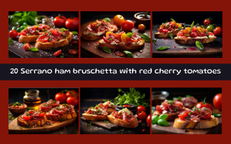 Serrano ham bruschetta with red cherry tomatoes