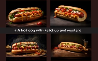 A hot dog with ketchup and mustard