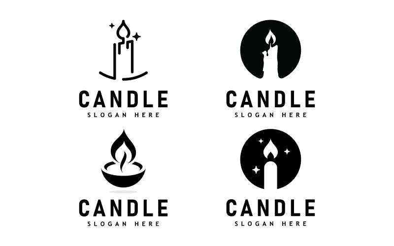 Candle Light Flame Logo Design Illustration V13 Logo Template