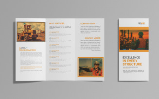 Creative, clean and modern construction tri-fold brochure template.