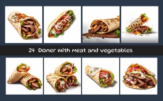 Doner kebab with meat and vegetables