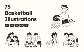 Modern Basketball Illustration Set