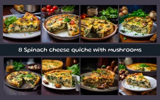 Spinach cheese quiche with mushrooms