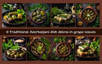 Traditional Azerbaijani dish dolma in grape leaves