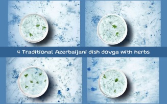 Traditional Azerbaijani dish dovga with herbs