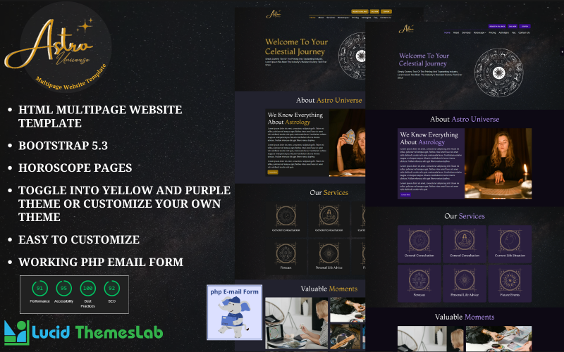 Astro Universe Multipage Template For Astrologers And Future Tellers Website Template