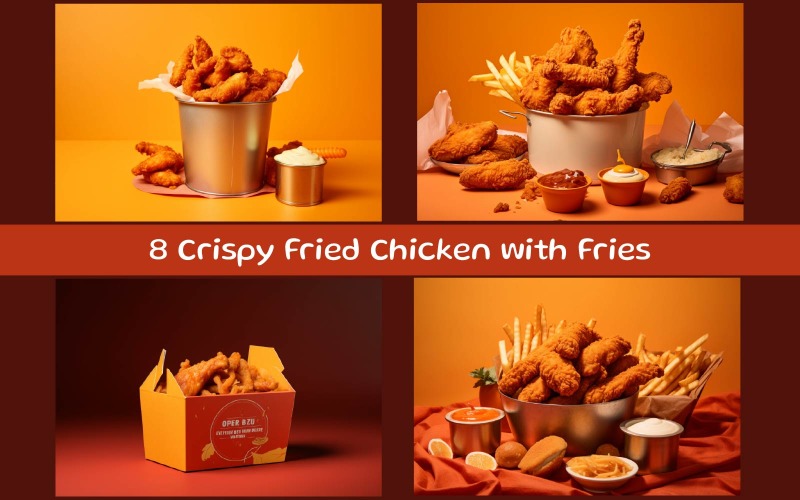 Crispy Fried Chicken with Fries Background