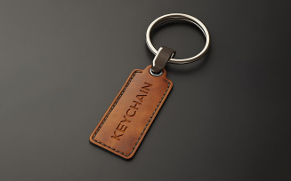 Elegant Brown Leather Keychain Logo Mockup Luxury Leather Logo Mockup Psd