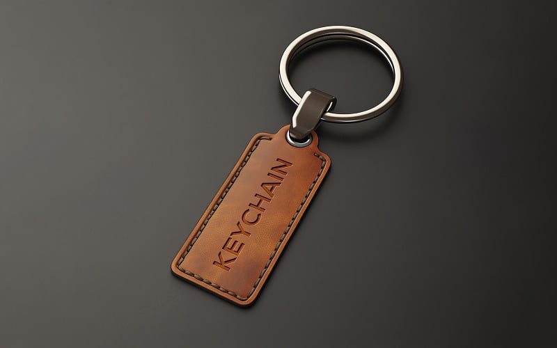 Elegant Brown Leather Keychain Logo Mockup Luxury Leather Logo Mockup Psd Product Mockup