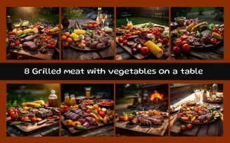 Grilled meat with vegetables on a table