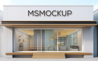 Logo Mockup Storefront with Modern Design and Glass Facade Building Sign