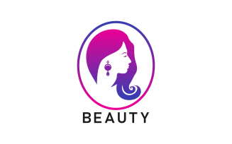 Girl Face Elegant Beauty Logo Template