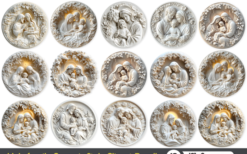 Holy Family Ceramic Style Clipart Bundle Illustration
