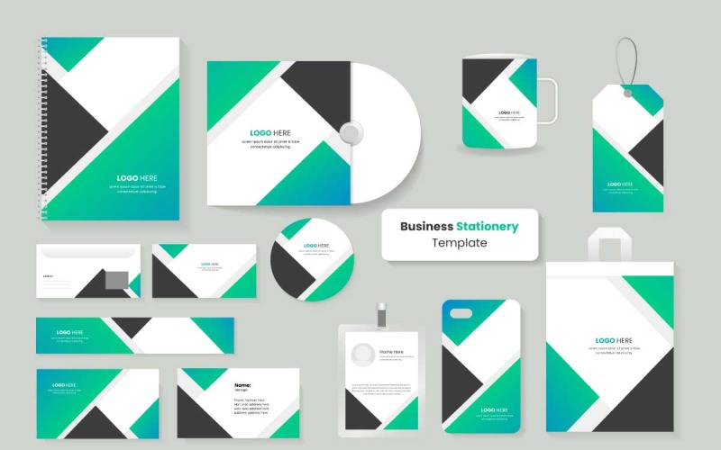 Office stationery template set , Business stationery pack . Illustration