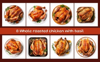 Whole roasted chicken with basil