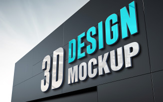 Building Black Wall 3D Logo Mockup Building Logo Mockup Building Wall Logo Mockup