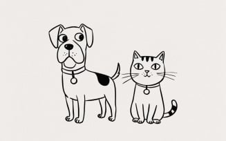 Cute Dog and Cat PNG, Cartoon Pet Friends Digital Download, Funny Animal Lover Shirt, Sublimation