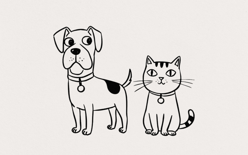 Cute Dog and Cat PNG, Cartoon Pet Friends Digital Download, Funny Animal Lover Shirt, Sublimation Illustration