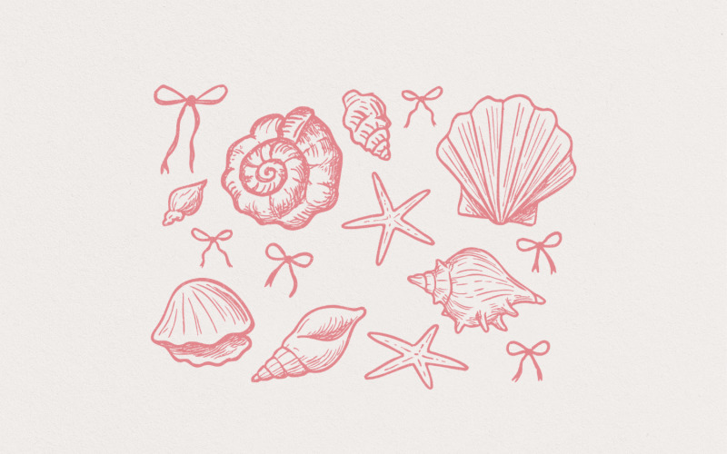 Coquette Seashell PNG, Beach Png, Coastal Aesthetic, Summer Vibes Png, Retro Summer Png, Vacation Illustration