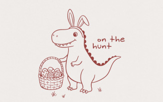 Dinosaur T Rex Easter PNG, Retro Easter Design, Funny Cute Sublimation, Bunny Ears PNG, Dino Easter