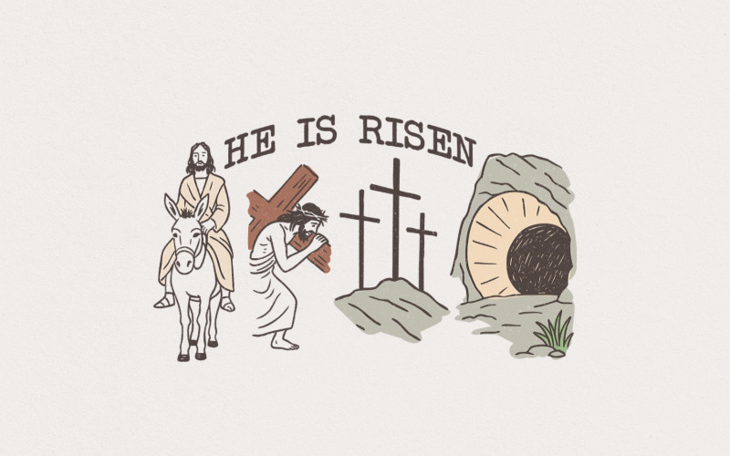 He Is Risen PNG, Sublimation Design, Easter Shirt PNG, Christian Easter PNG, Bible Verse Shirt, Illustration