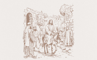 Jesus Entry into Jerusalem Digital Art, Christian Faith Design, Bible Verse Sublimation, Religious