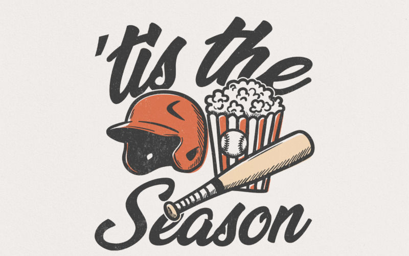 Tis the season Png, Baseball season Png, Retro baseball Png, Vintage baseball Png, Baseball Illustration