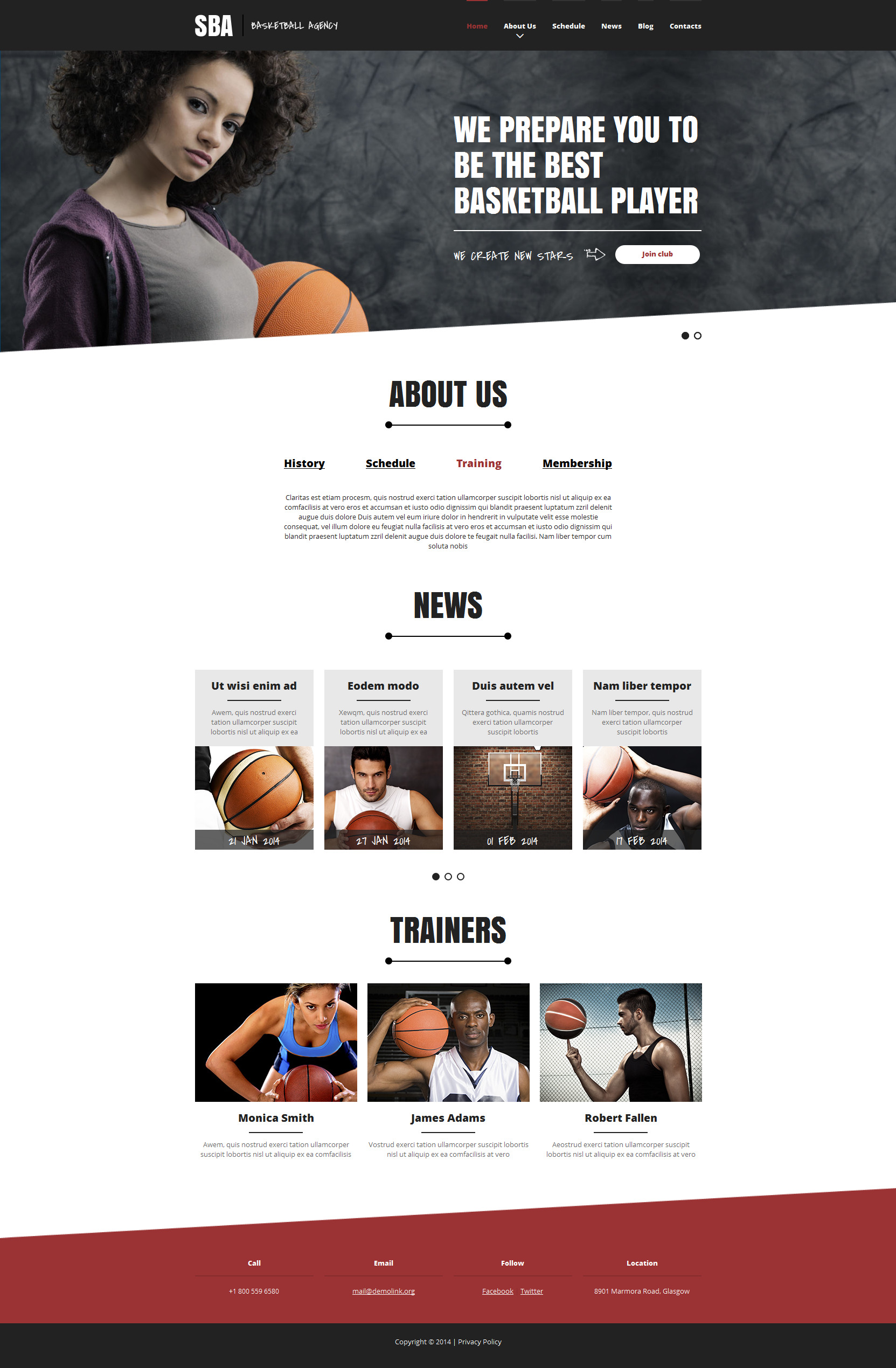 Basketball Responsive Website Template 51369