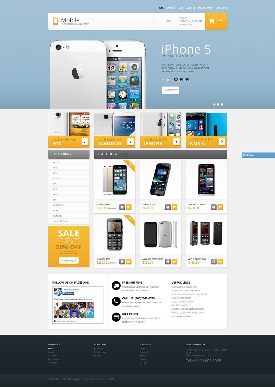 shopify theme mobile themes phones phone template website web cell electronics templatemonster site buildify